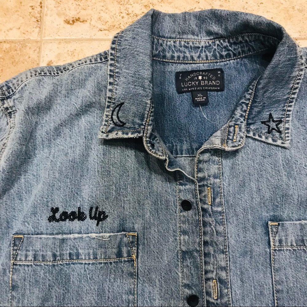Lucky Brand “Star ‘LOOK UP’” Jean Shirt Sz XL